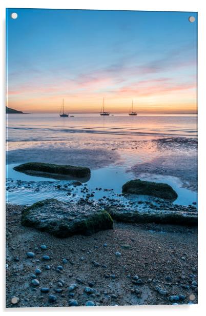 Totland Bay Sunset Acrylic by Graham Custance