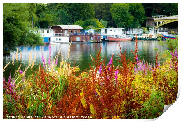 Colourful Richmond riverside along the Thames Print by Chris Rabe