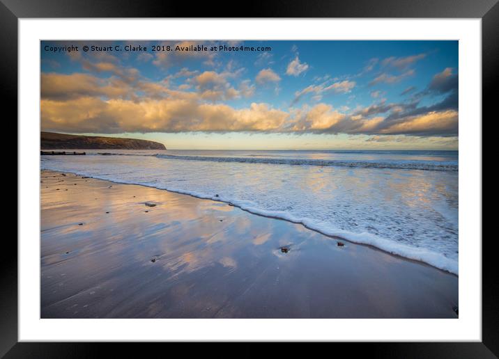 Swanage Bay reflections Framed Mounted Print by Stuart C Clarke