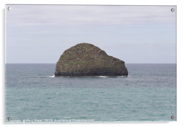 Gull rock viewed from Trebarwith Strand  Acrylic by Mark Roper