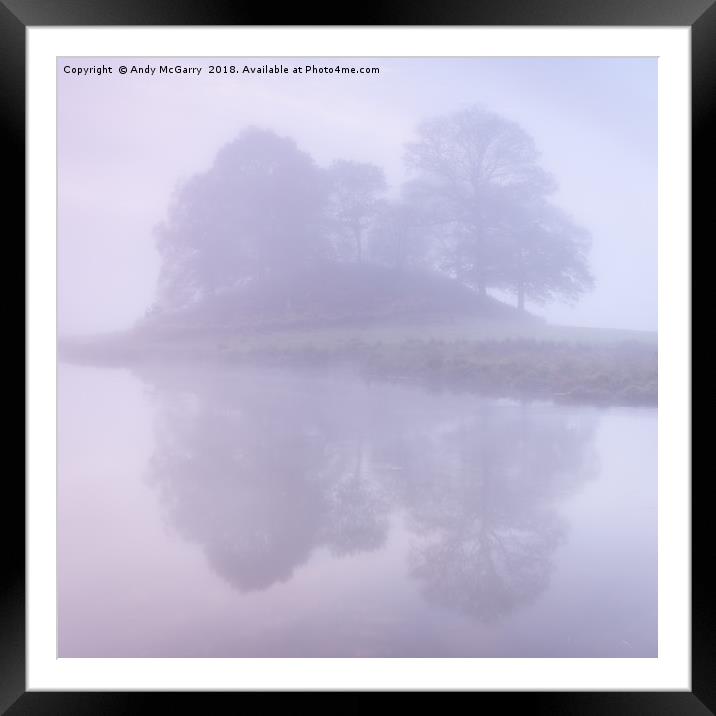 Reflected Island in the fog Framed Mounted Print by Andy McGarry