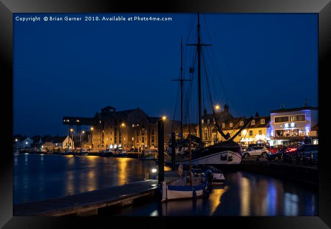 Wells Quay at Night Framed Print by Brian Garner