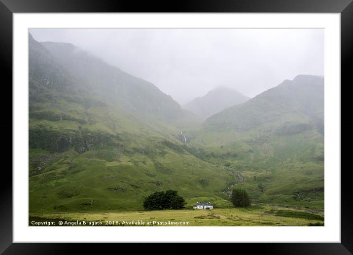 Foggy view of the Scottish Highlands in Glen Coe Framed Mounted Print by Angela Bragato