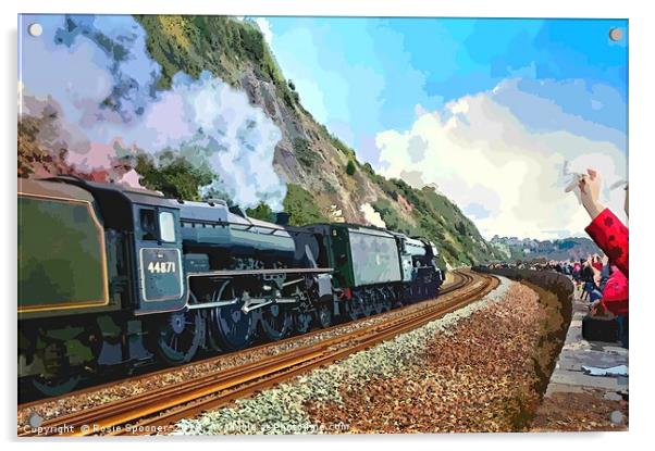 Waving to the Flying Scotsman Steam Train  Acrylic by Rosie Spooner
