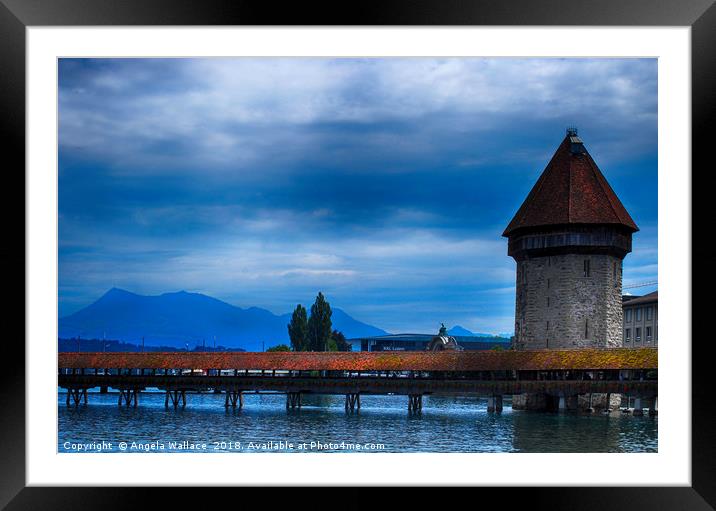 The Kapellbrucke Bridge Lake Lucerne Framed Mounted Print by Angela Wallace