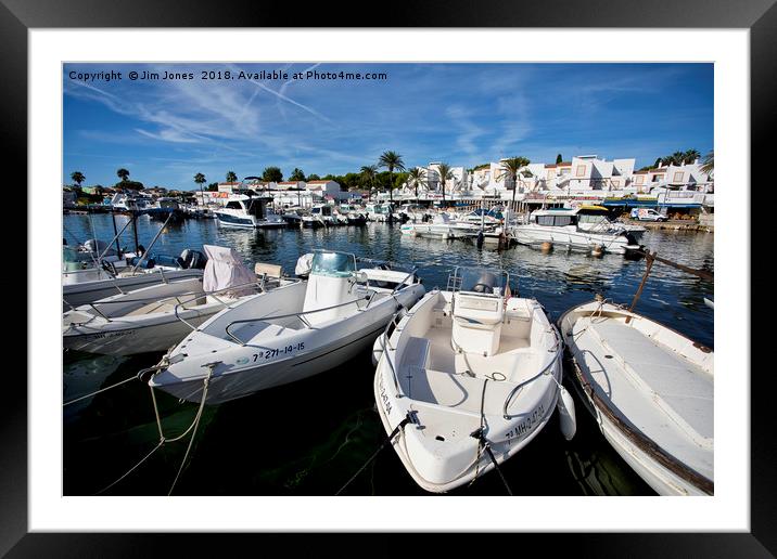 The Marina at Cala'n Bosch, Menorca Framed Mounted Print by Jim Jones