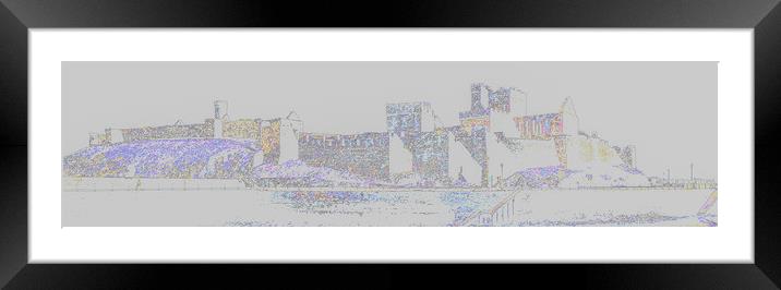 Peel Castle, Isle of Man with Trace Contour Filter Framed Mounted Print by Paul Smith