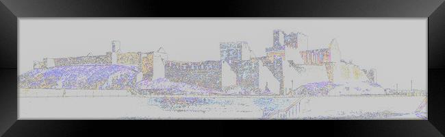 Peel Castle, Isle of Man with Trace Contour Filter Framed Print by Paul Smith