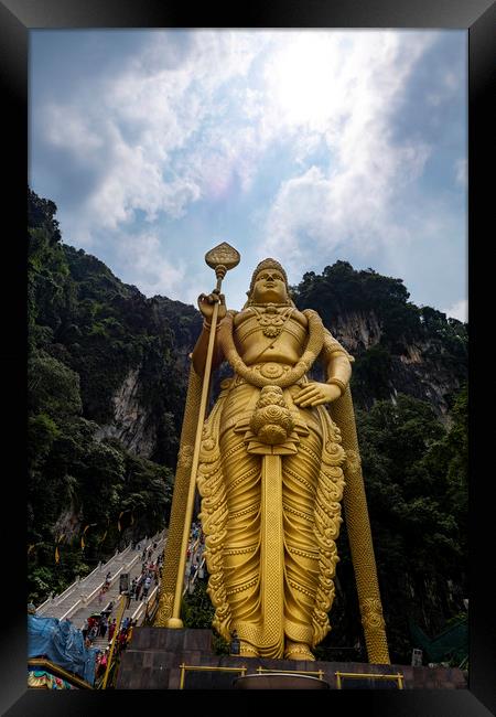 Statue of Lord Muruga in front Batu cave Framed Print by Ankor Light