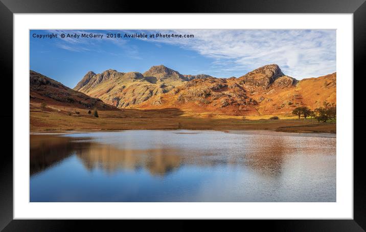 Langdale Pikes from Blea Tarn Framed Mounted Print by Andy McGarry