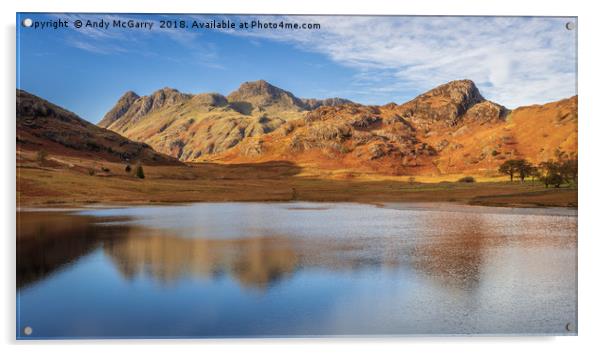 Langdale Pikes from Blea Tarn Acrylic by Andy McGarry