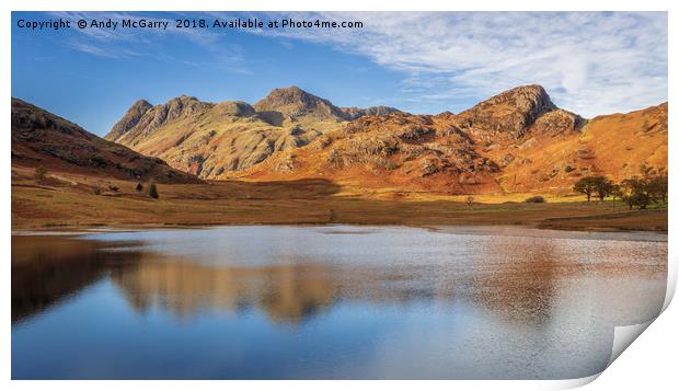 Langdale Pikes from Blea Tarn Print by Andy McGarry