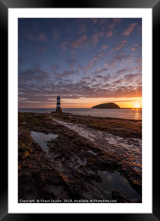 Penmon lighthouse at sunrise  Framed Mounted Print by Shaun Jacobs