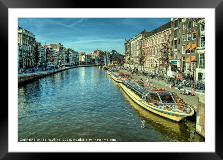 Amsterdam City Boats  Framed Mounted Print by Rob Hawkins