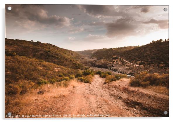 Very steep dirt road that leads to the Guadiana Ri Acrylic by Juan Ramón Ramos Rivero