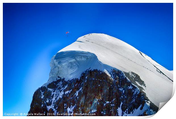 Paragliding at the Mtterhorn Print by Angela Wallace