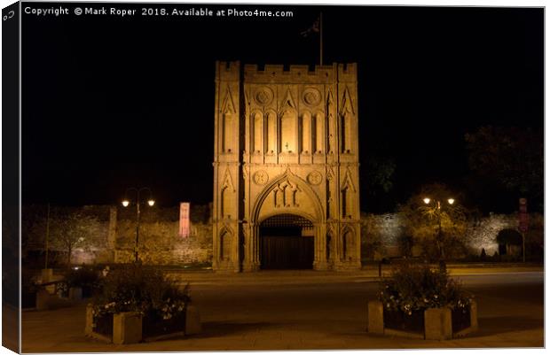 Abbey Gate at night in Bury St Edmunds Canvas Print by Mark Roper