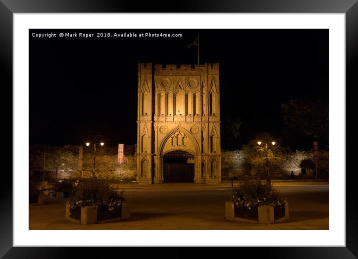 Abbey Gate at night in Bury St Edmunds Framed Mounted Print by Mark Roper