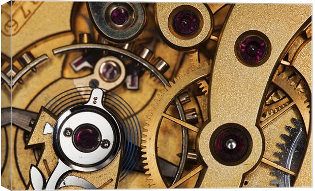 Inside A Mechanical Watch Canvas Print by Mike Gorton