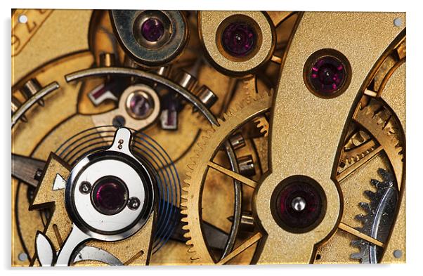 Inside A Mechanical Watch Acrylic by Mike Gorton