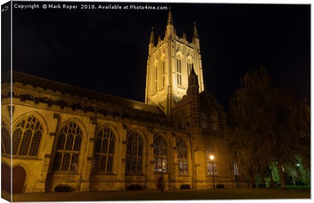 St Edmundsbury Cathedral in Bury St Edmunds at nig Canvas Print by Mark Roper