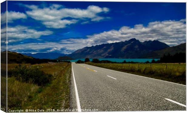 The road to Lake Pukaki, South Island, New Zealand Canvas Print by Mike Dale