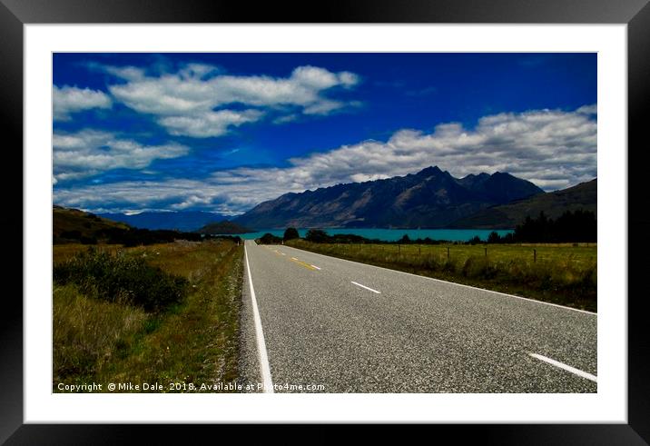 The road to Lake Pukaki, South Island, New Zealand Framed Mounted Print by Mike Dale
