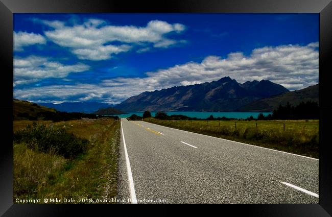 The road to Lake Pukaki, South Island, New Zealand Framed Print by Mike Dale