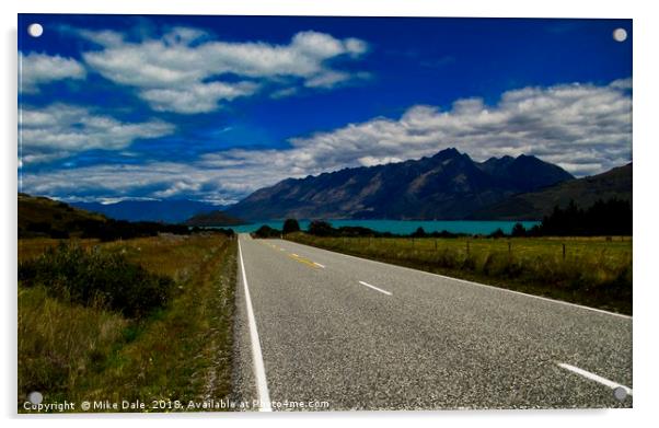 The road to Lake Pukaki, South Island, New Zealand Acrylic by Mike Dale