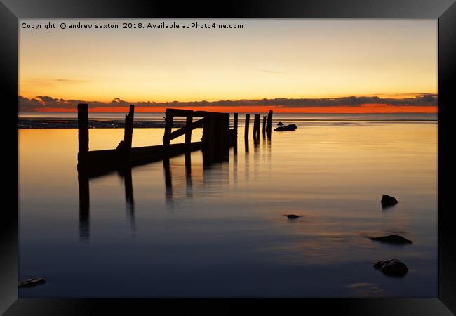 SUNSET SEA  Framed Print by andrew saxton