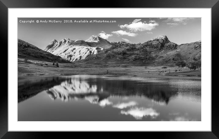 Langdale Pikes in Reflection Framed Mounted Print by Andy McGarry