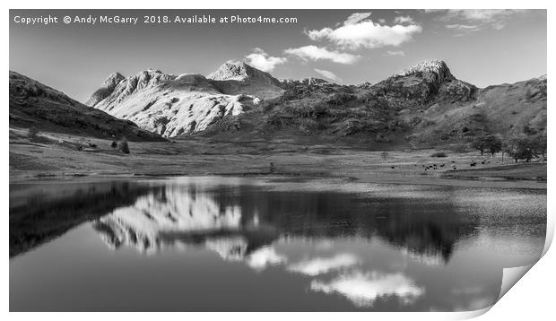 Langdale Pikes in Reflection Print by Andy McGarry