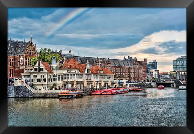 Rainbow over Amsterdam Framed Print by Valerie Paterson