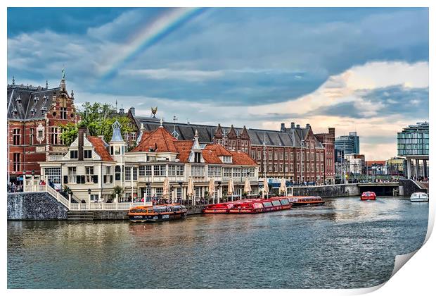 Rainbow over Amsterdam Print by Valerie Paterson