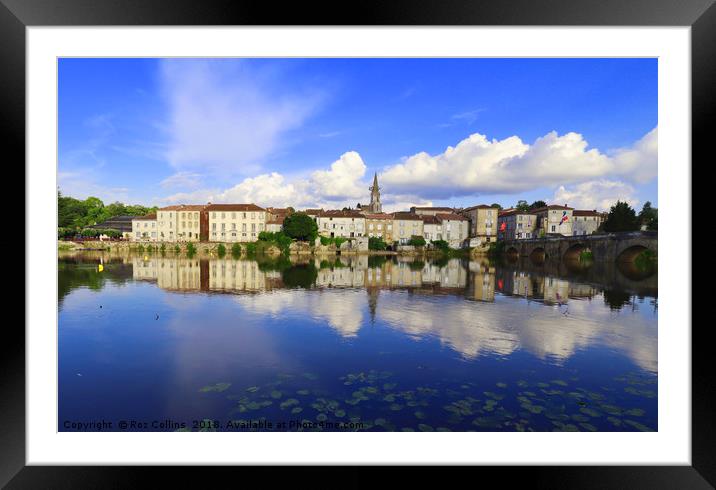 Confolens From Across the River Vienne Framed Mounted Print by Roz Collins
