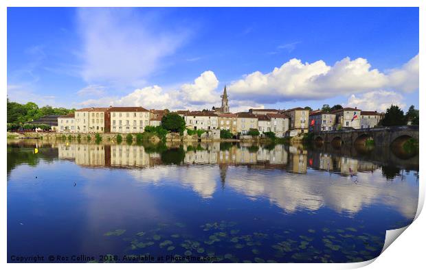 Confolens From Across the River Vienne Print by Roz Collins