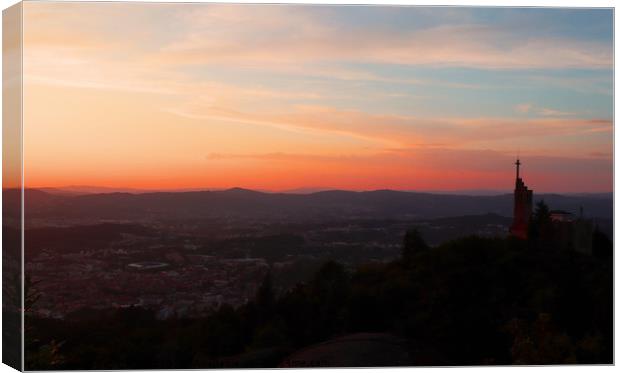 Sunset From Penha, Northern Portugal Canvas Print by Roz Collins