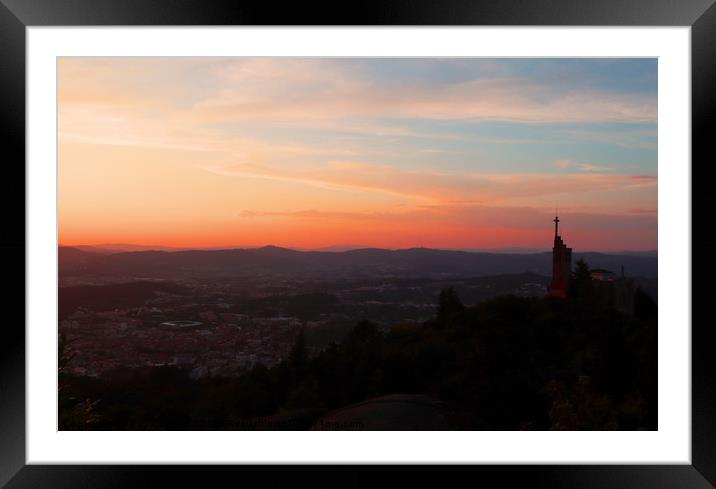 Sunset From Penha, Northern Portugal Framed Mounted Print by Roz Collins