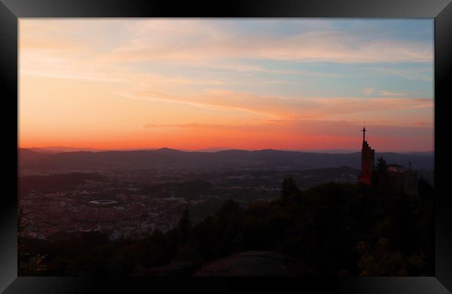 Sunset From Penha, Northern Portugal Framed Print by Roz Collins