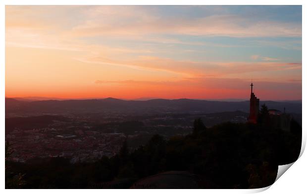 Sunset From Penha, Northern Portugal Print by Roz Collins