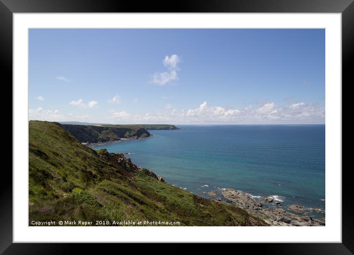 Cliffs at The Godrevy Heritage Coast in Cornwall Framed Mounted Print by Mark Roper