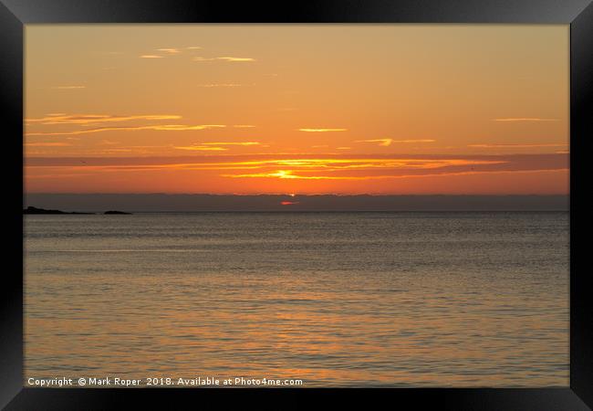 Sunset viewed from Porthmeor beach, St Ives Framed Print by Mark Roper