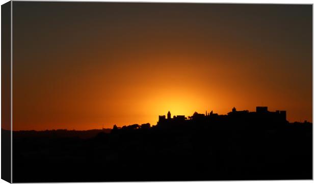 October Sunset Over Montemor-o-Velho Canvas Print by Roz Collins