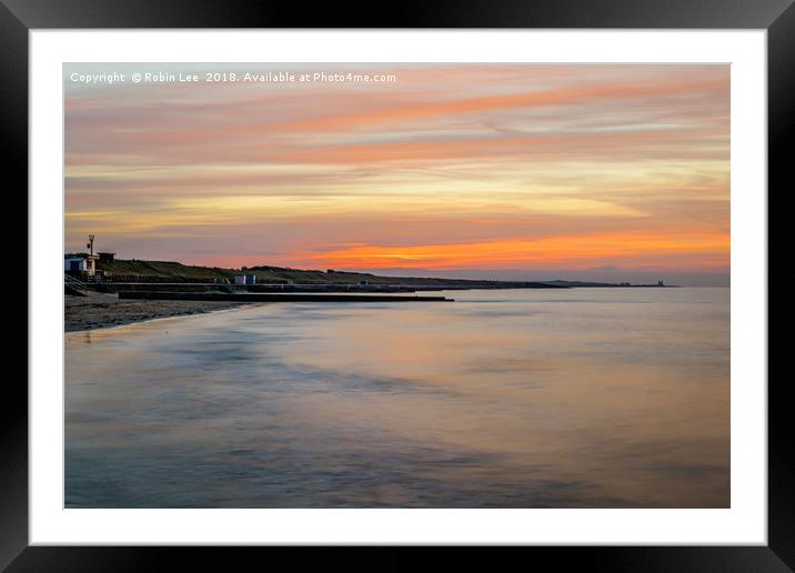 Beach sunset at Minnis Bay Kent Framed Mounted Print by Robin Lee