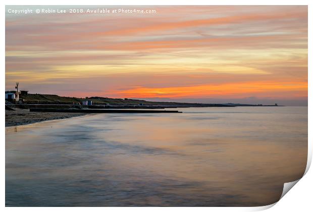 Beach sunset at Minnis Bay Kent Print by Robin Lee