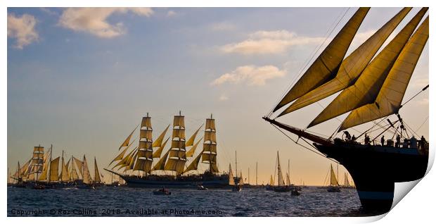 Tall Ships, Falmouth, Cornwall Print by Roz Collins