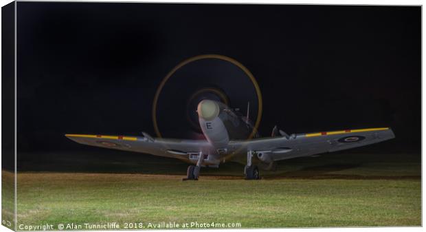 Nighttime Glory A Supermarine Spitfire Mk Vc Canvas Print by Alan Tunnicliffe