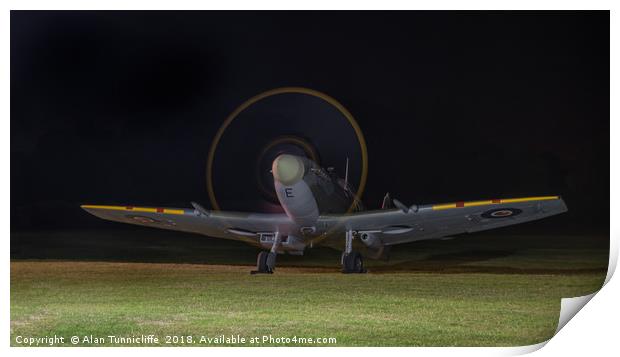 Nighttime Glory A Supermarine Spitfire Mk Vc Print by Alan Tunnicliffe