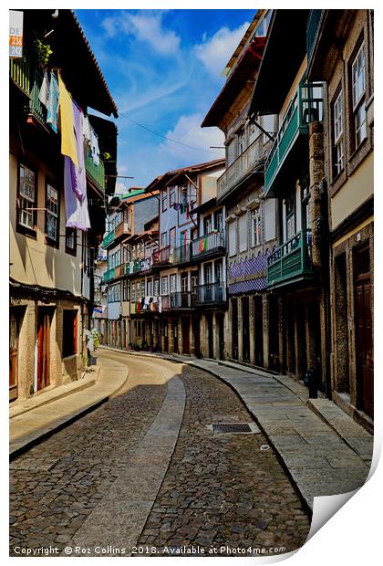 Street Scene Guimaraes, Portugal Print by Roz Collins