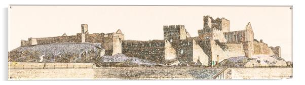 Peel Castle, Isle of Man with Find Edges Filter Acrylic by Paul Smith